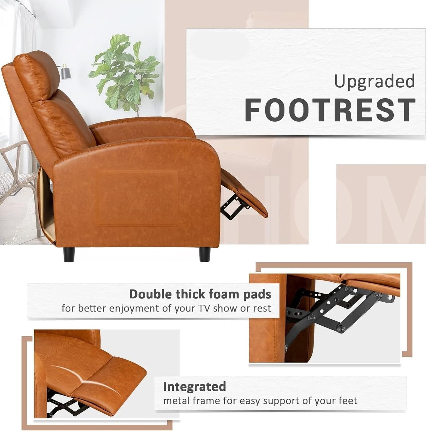 PU Leather Recliners Chairs with Lumbar Support Sofa Thicker Back Wider Armrests Power Lift Recliner Chair for Adults Home Theater Seating Living Room