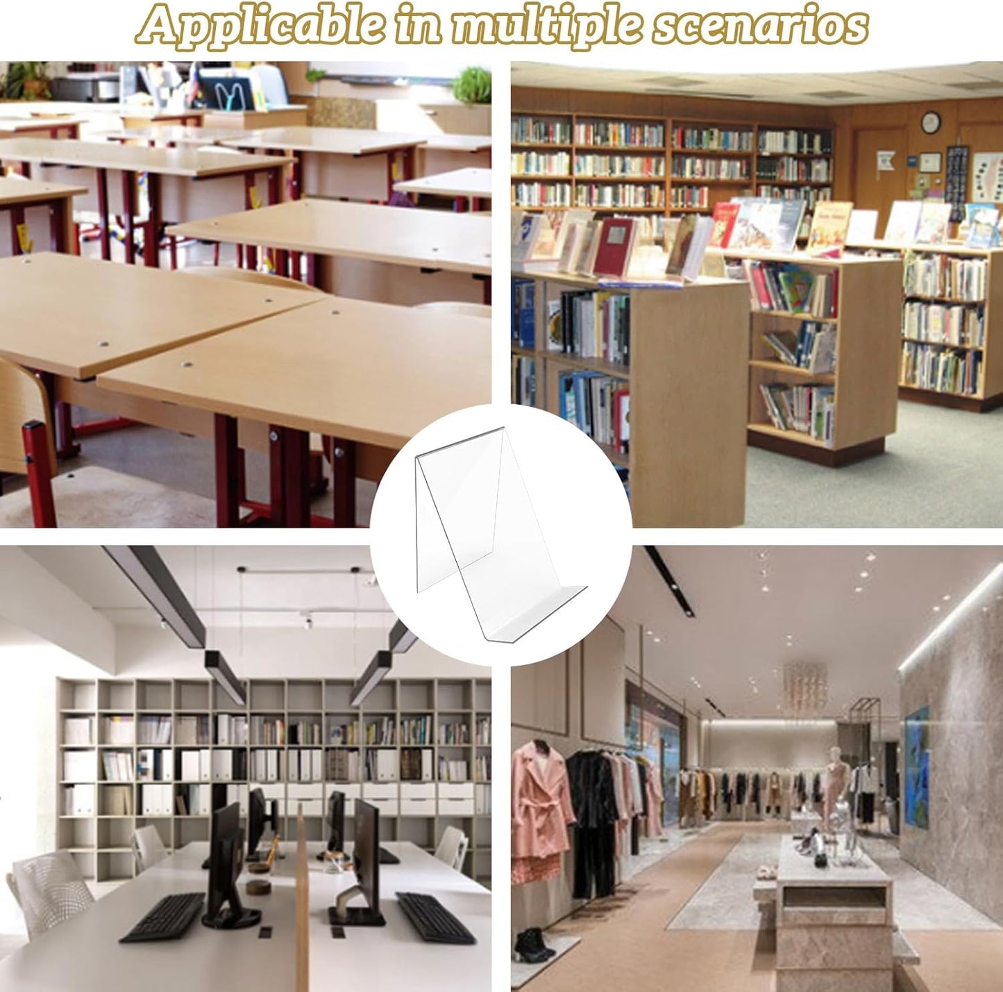 12 Pcs Acrylic Book Display Stand, 6‘’ x 4‘’ Clear Book Display Acrylic Display Easel Transparent Display Stand Holder for Displaying Books, Pictures, Notebooks, CDs