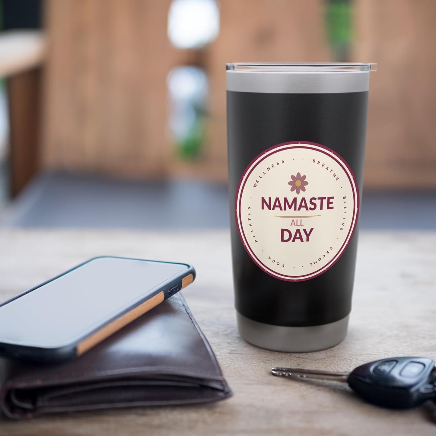 Namaste All Day - Vintage Yoga Badge Gift Stainless Steel Insulated Tumbler