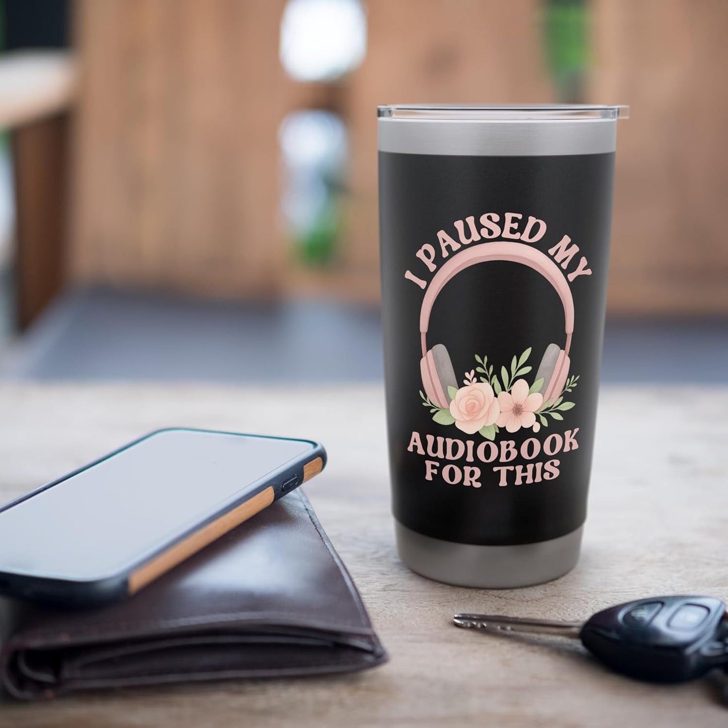 I Paused My Audiobook For This Book Lover Coffee Stainless Steel Insulated Tumbler