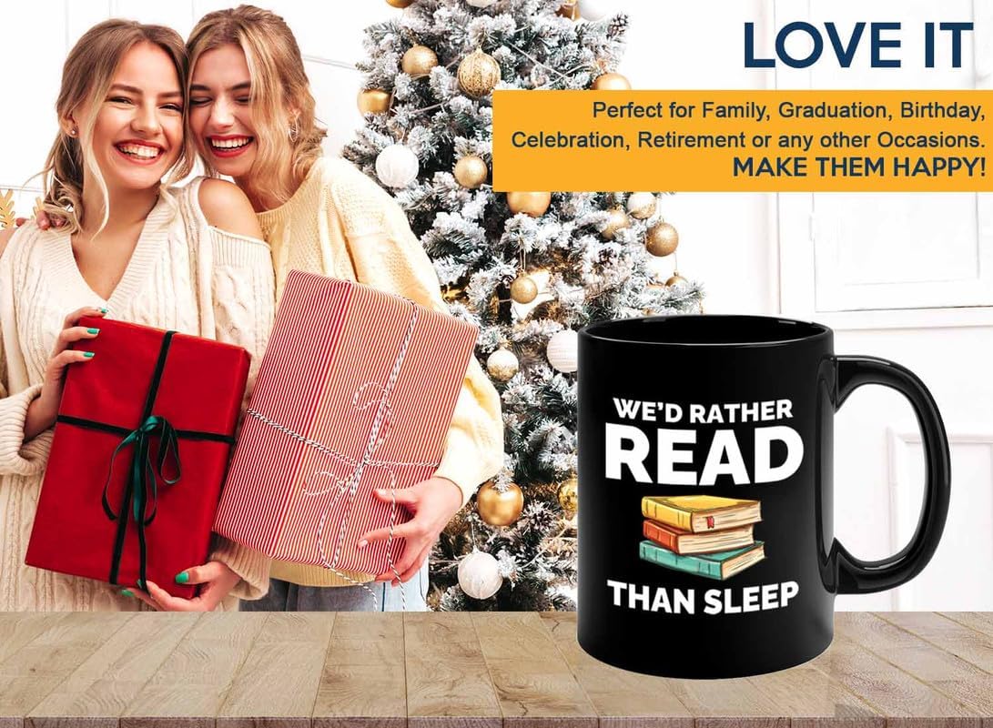 Book Lover Coffee Mug 11oz Black - Read than sleep - Gift For Poets Bookish People Bibliophile Librarian Book Club Reader