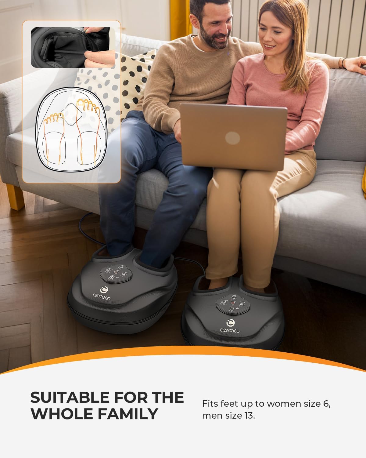 CooCoCo Upgraded Shiatsu Foot Massager - FSA Eligible, Foot Massager for Plantar Fasciitis & Neuropathy, HSA Feet Massager with Heat, Foot Warmer for Women Men, Foot Pain Relief, Home Office Use