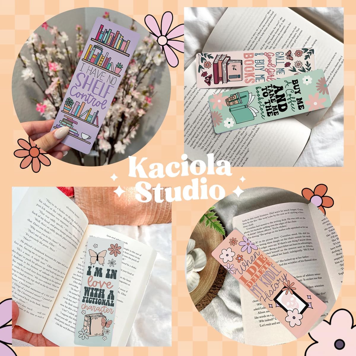 Kaciola Studio10 PCS Booklovers Cute Bookmarks, Funny Bookmarks for Women, Double Sided Bookworm Design Book Lovers Gifts,Book Accessories for Women Men Students Teachers Reading
