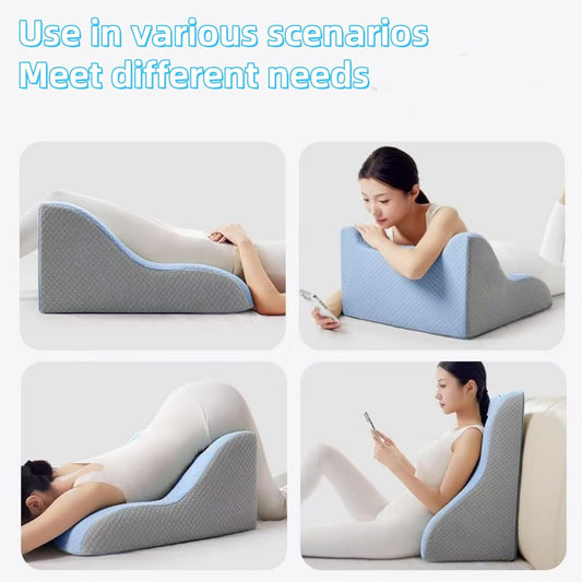Memory Foam Body Support Pillow Multi-Function Orthopedic Cushion for Office Lumbar Suppor, Bed, Body Support, Wedge Pillow, Ergonomic Comfort for Sitting, Sleeping (Blue)
