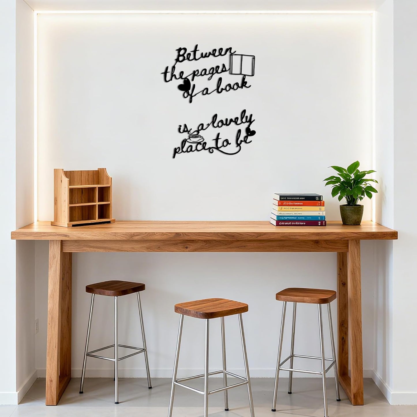 Book Wall Art, Reading Quote Wall Decor - Between The Pages Metal Sign Set, Library Wall Art, Gift for Book Lovers, 2-Piece Set