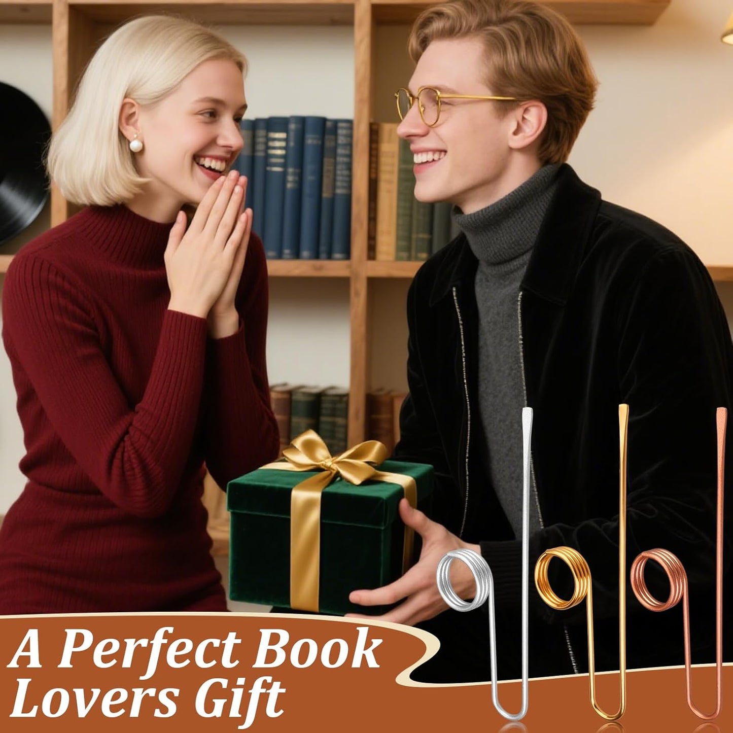 3Pcs Book Holder Ring, Metal Thumb Book Page Holder, Lightweight Ring Book Opener for Reading, Ergonomic Book Page Holders, Gifts for Book Lovers (Copper/Gold/Silver)