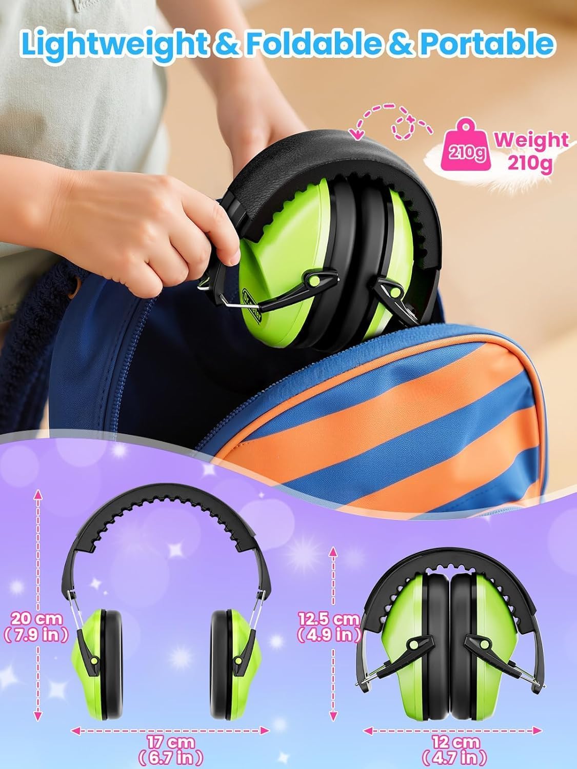 Ear Muffs for Noise Reduction: 27.4SNR Noise Cancelling Headphones for Kids Adults, EM100 Adjustable Classroom Hearing Protection Earmuffs for Monster Jam, Concerts, Fireworks, Autism Sensory