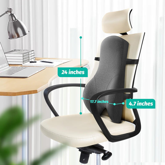 High Back Support for Office Chair Fully Support Entire Back for Comfort,Pain Relief and Posture Improved- Memory Foam Lumbar Support Pillow for Office Chair,Recliner