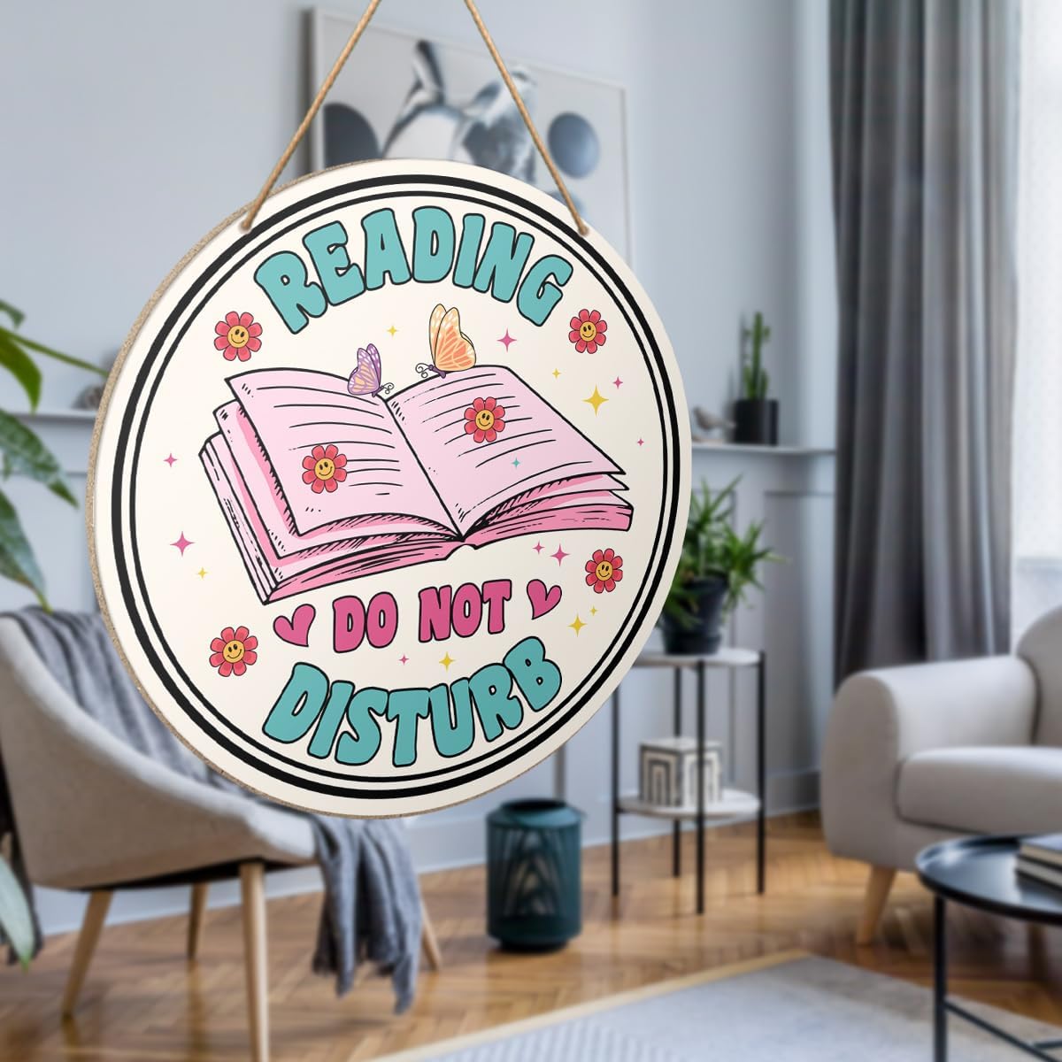 Reading Do Not Disturb Wooden Sign Wall Decor, Book Lover Wood Hanging Sign Decorations for Home Bedroom Reading Room Library, Book Lovers Gifts for Women Men