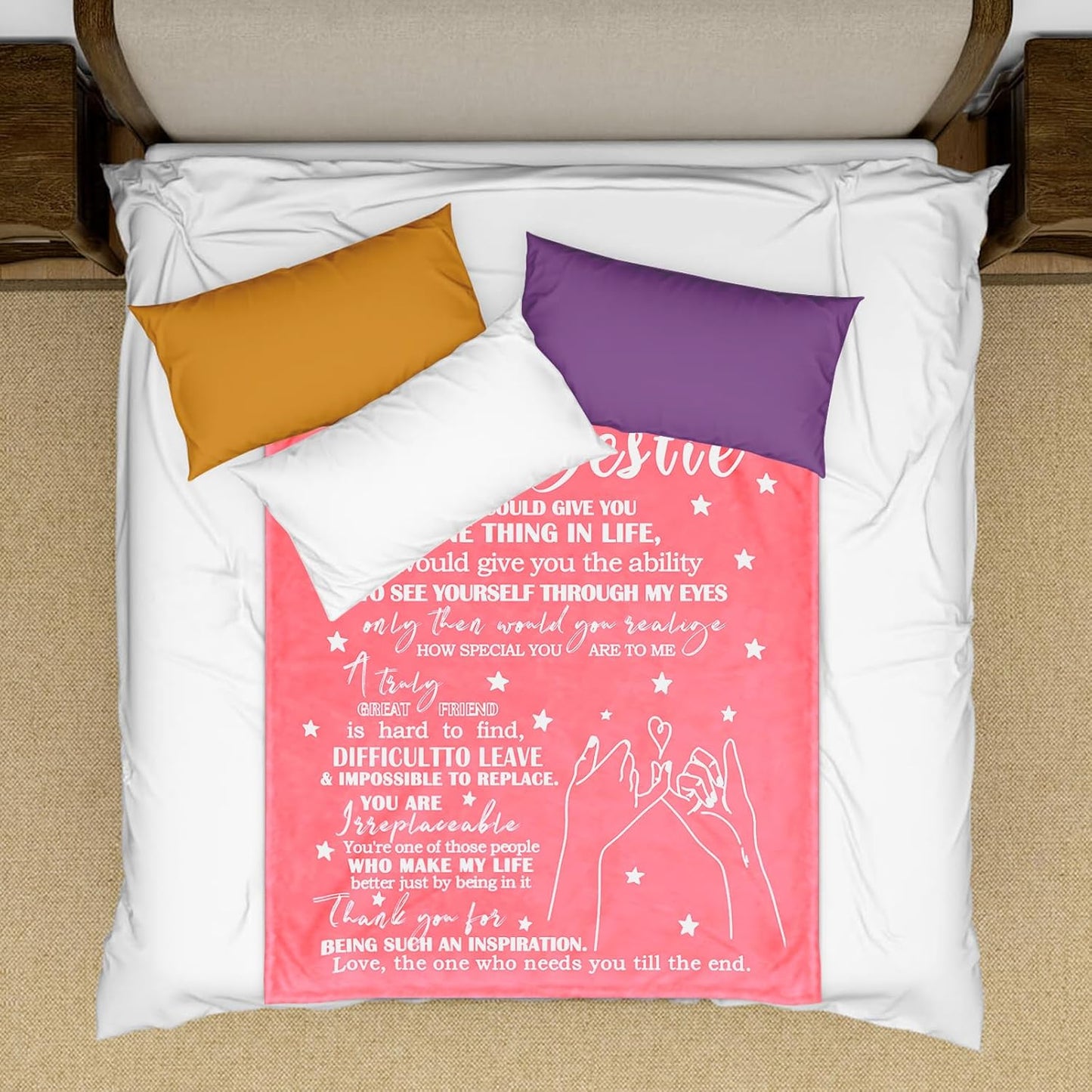 Snycler Best Friend Blanket for Women - 50"x60" Soft Throw Blanket, Birthday Gift for Bestie, BFF, Christmas or Valentine's Day for Her, Cozy Pink