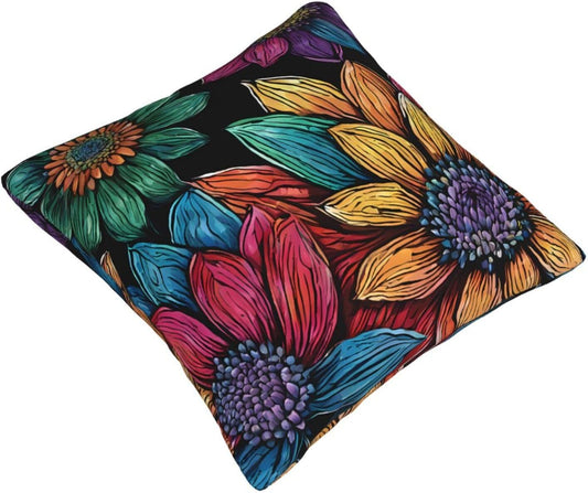 All-Season Square Pillow Covers 18"X18", Sunflowers, Decorative Throw Pillow Covers for Sofa Bed Couch, Hidden Zipper Cushion Cover, Square Lumbar & Accent Pillowcases for Home Decor