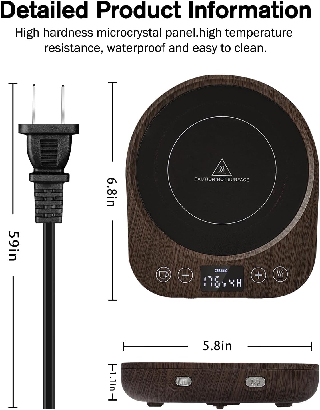 PUSEE Candle Mug Warmer Electric,Auto On/Off Gravity-Induction Coffee Mug Warmer with 9 Temp Settings,1-9 Timer Candle Melter Warmer Beverage Coffee Warmer Practical Portable Warmer for Home & Office