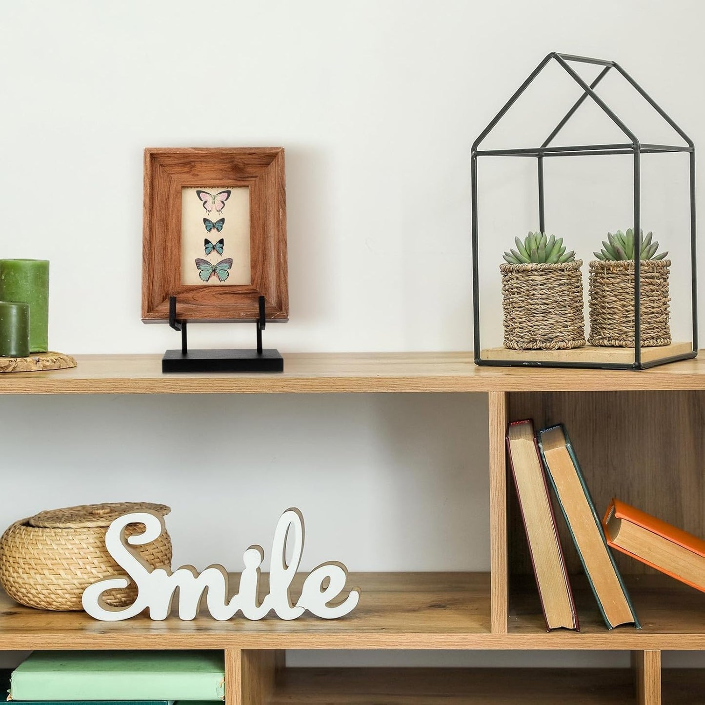 Metal Display Easel Stand 8 x 5 x 3 Inch Black Tabletop Easel Stand Modern Abstract Tabletop Display Holder for Books Plate Photo Frame Artwork Record Albums