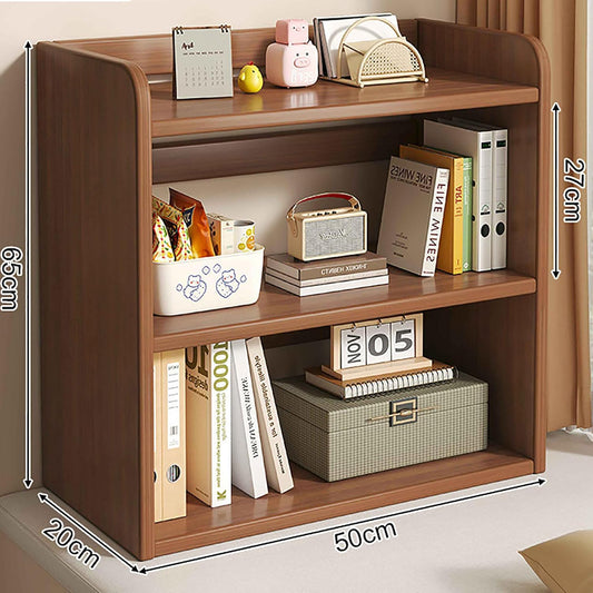 3-Tier Solid Wood Desktop Bookshelf, Freestanding Corner Shelf for Small Spaces, Modern Horizontal Bookcase (50x20x65CM, Color B) - Perfect for Home or Office