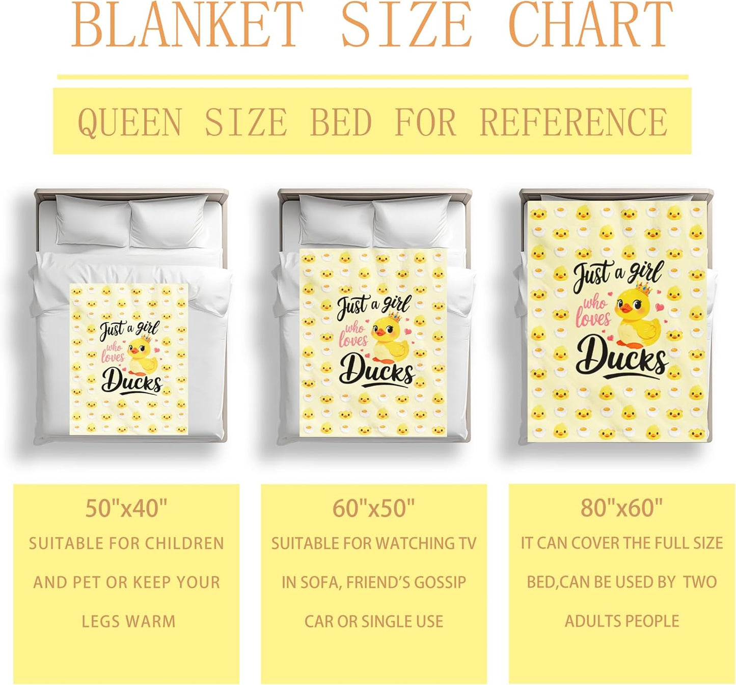 Duck Blanket Gifts for Duck Lovers Soft Flannel Ducks Throw Blanket Room Decor Merch Stuff for Girl Women 60"X50"