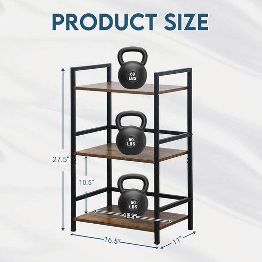 LOFTEY Book Shelf Small Bookshelf, 3 Tier Industrial Short Bookshelf, Metal Open Shelf Bookcase for Living Room, Bedroom, and Office, Rustic Brown