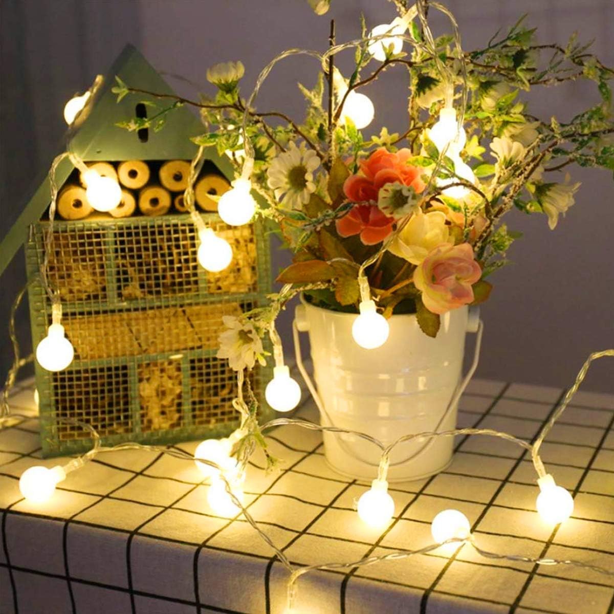Lighting EVER Globe String Lights Battery Operated, 16.4ft 50 LED Small Ball Decorative Fairy Light with Remote and Timer, Hanging for Bedroom, Teen Room, Dorm, Teepee, Balcony, Camping Tent
