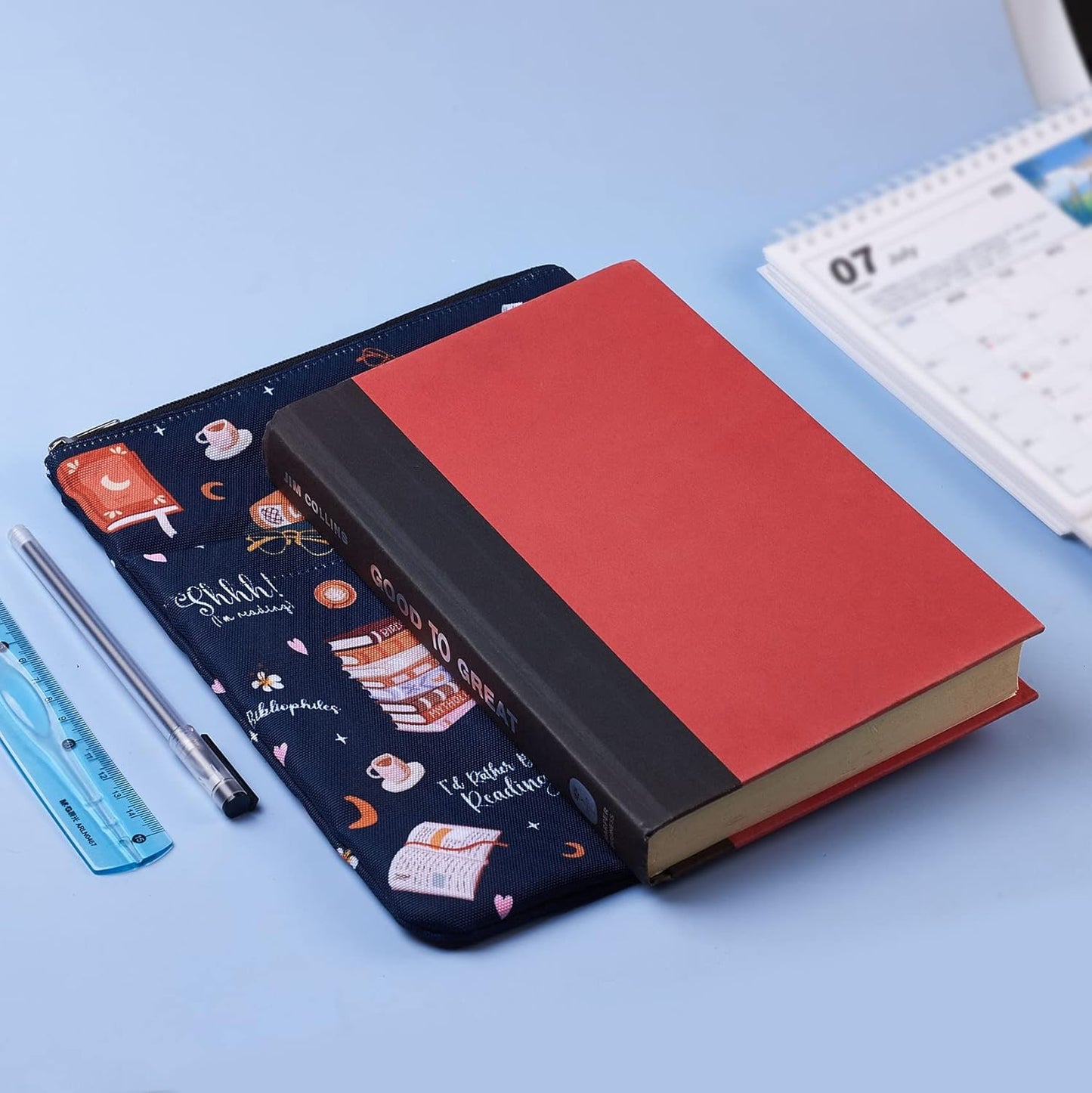Just One More Chapter - Waterproof Book Sleeve with Zipper & Front Pocket | 11x8.5 Inch Canvas Book Cover Protector | Perfect Book Lovers Gift for Travel