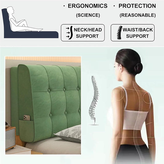 Headboard Bed Pillowboard Wall Mounted Large Backrest Neck Lumbar Support Cushion Solid Color Rectangle Removable Bedside Pillow for Sofa Bed Bunk Bed,Gray1,Straps 71"/Cal King