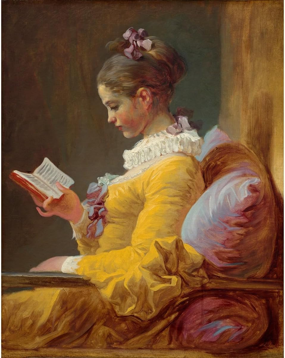 ARTICULOZY Young Girl Reading (1770-1772) - 24x18 Inch Rolled Canvas Wall Art Print
