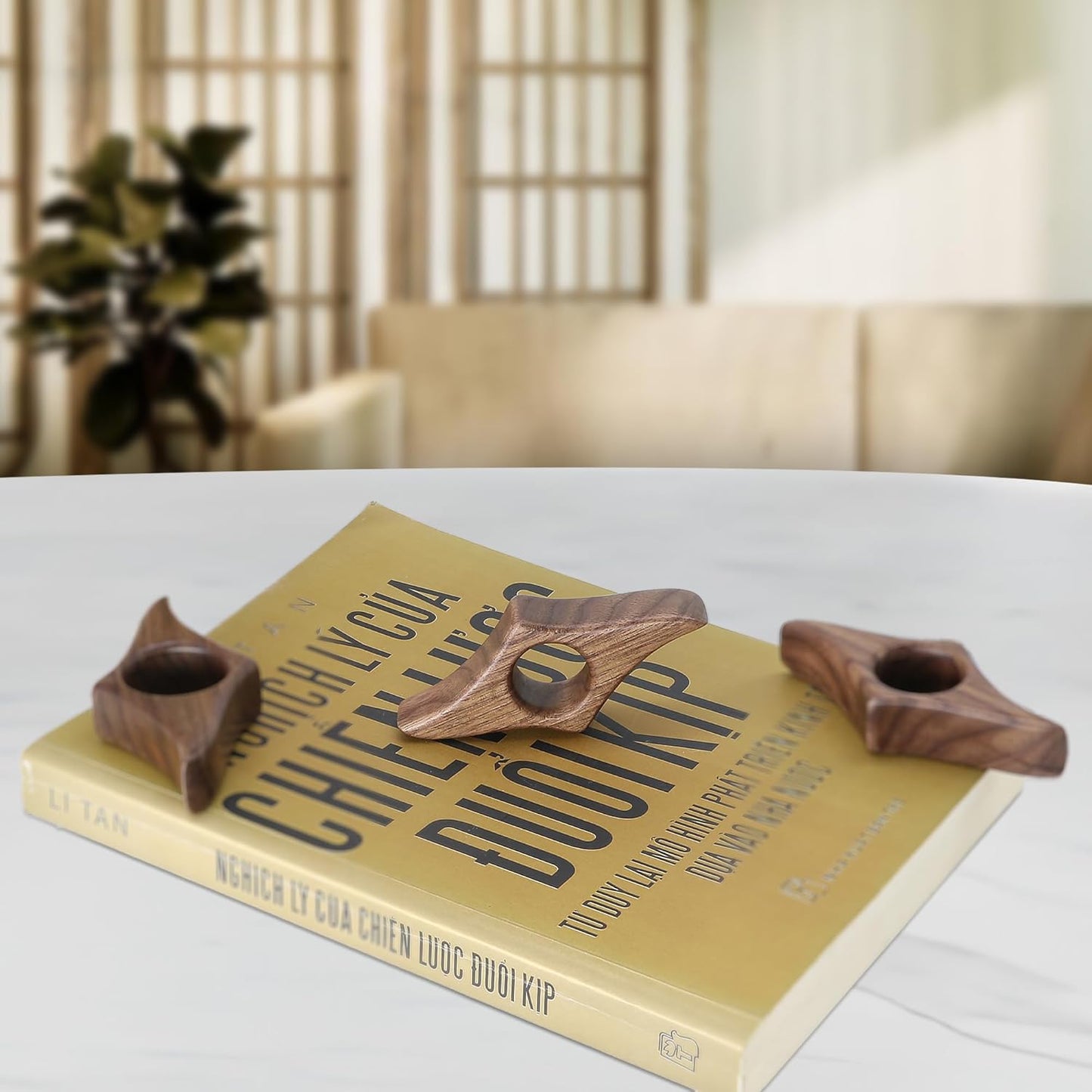 Walnut Book Page Holder - Smooth Finish Wood Reading Accessory, Ideal Reader Gift for Women, Thumb Page Holder (Small), Brown