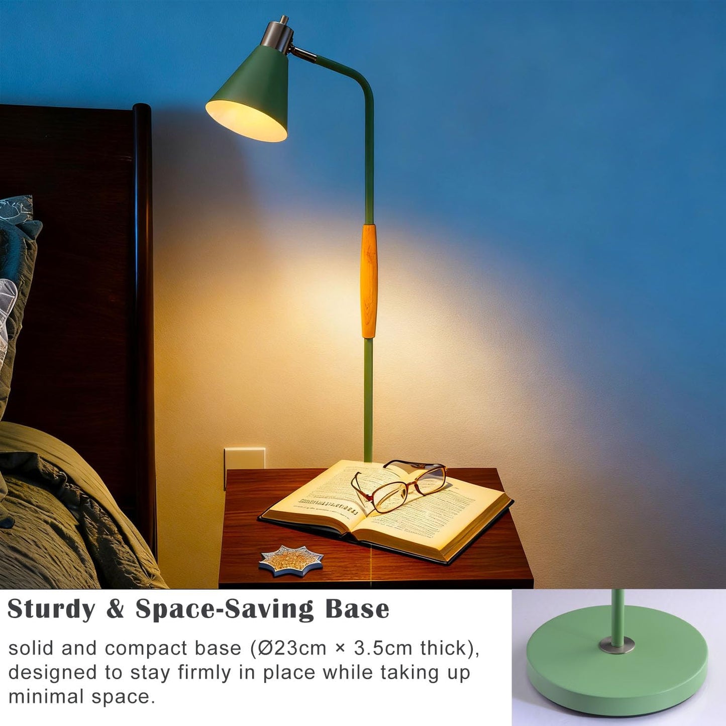 Adjustable Reading Floor Lamp,360°Rotatable Shade,3CCT LED Bulb Include,Green