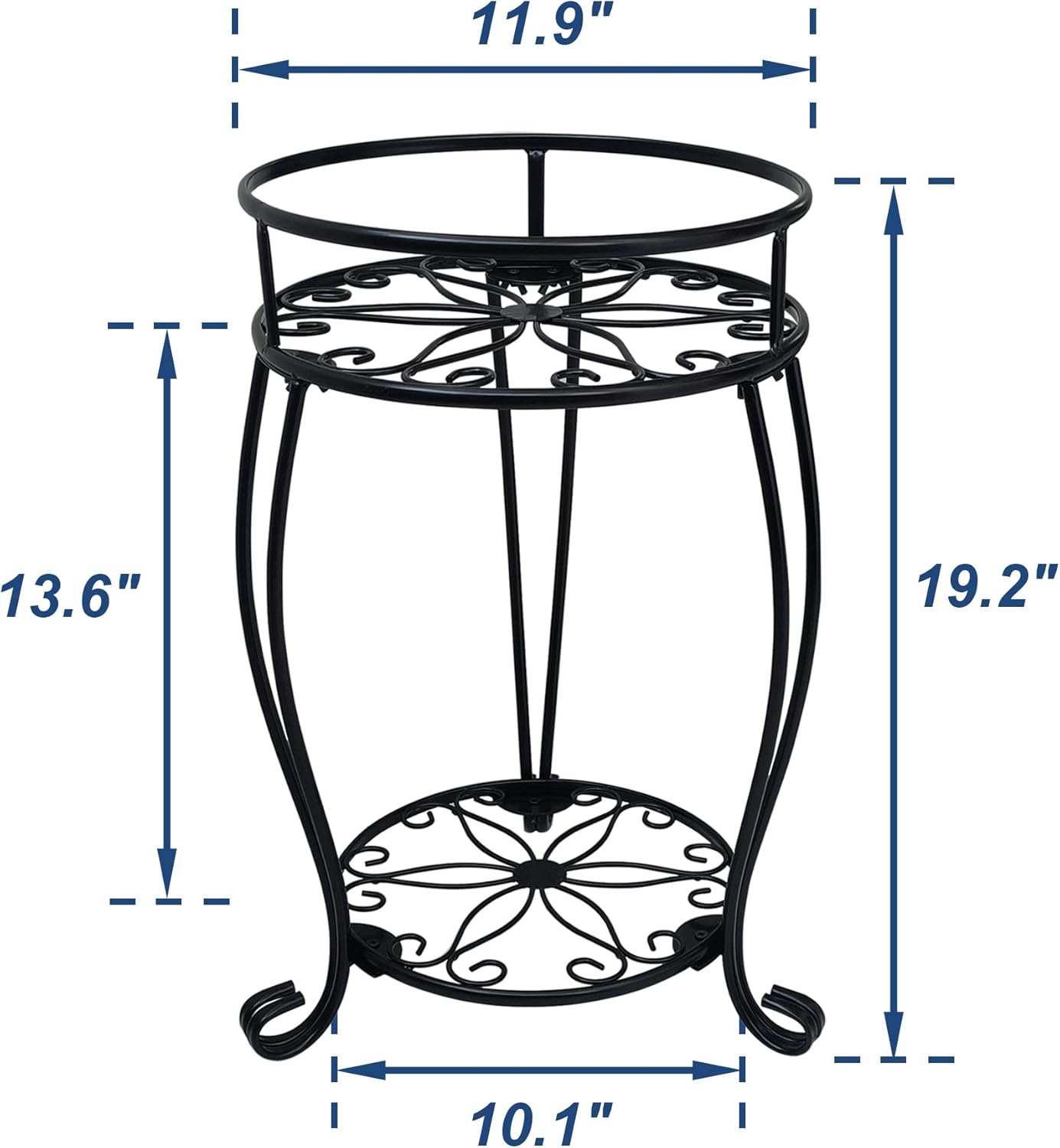 CASIMR 2-Pack Plant Stand, 2 Tier 19.2 inch Tall Metal Potted Holder Rack,Indoor Outdoor Multiple Flower Pot Shelf Rustproof Iron Garden Container for Garden Patio Living Room Corner Balcony, Black