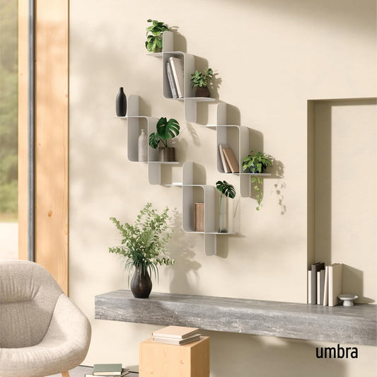 Umbra Montage Floating Wall Shelf, Metal, Set of 2, White