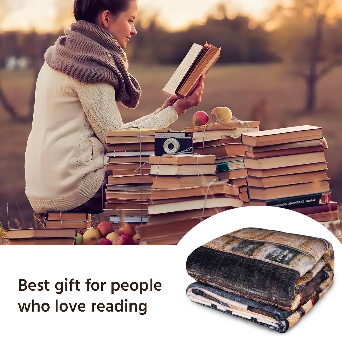 Reading Blanket 50"x60" for Book Lovers - Ideal Gift for Women, Librarians, Bookworms - Bookish Accessories