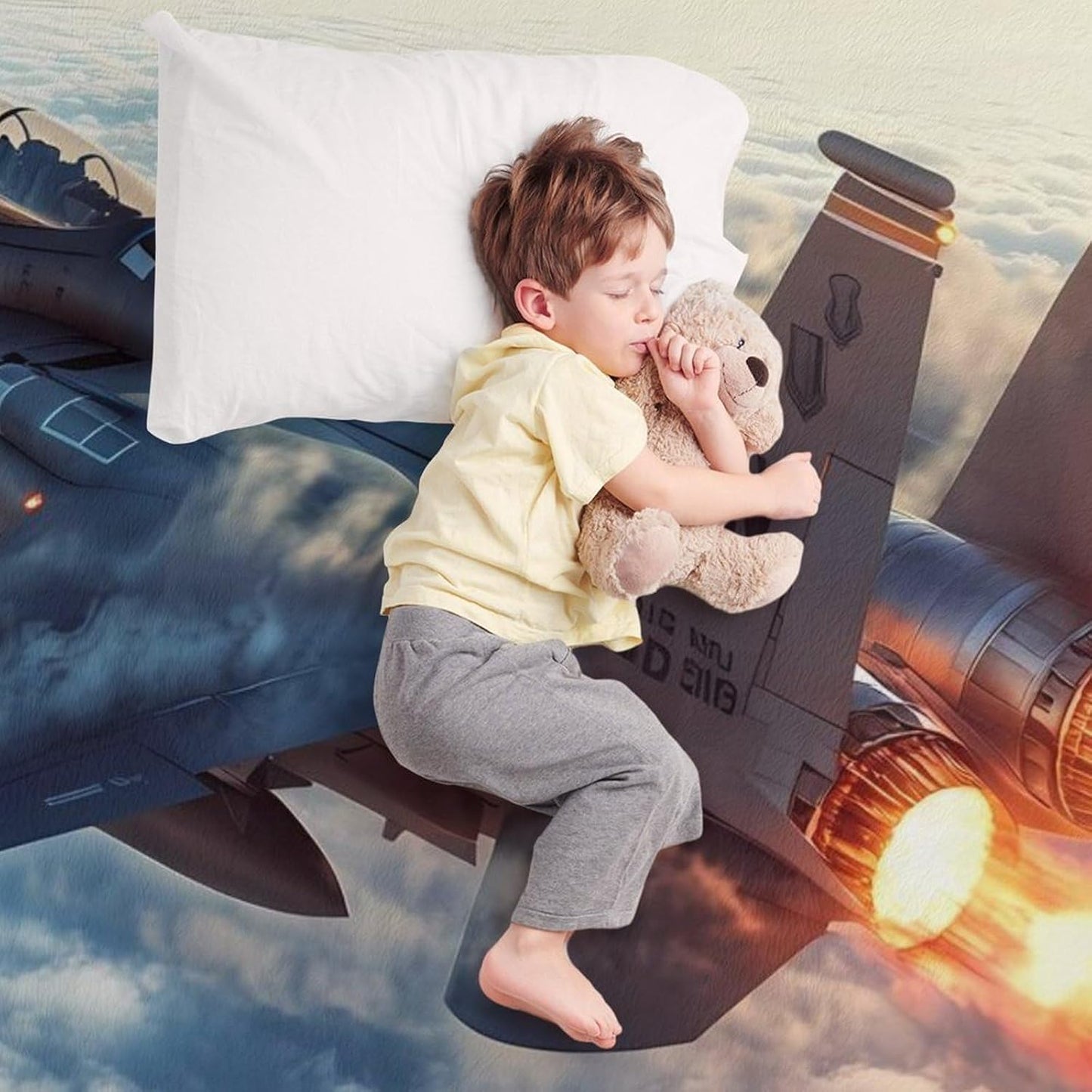 Military F-15 Ea-gles Fighter Jet Aircraft Throw Blanket for Couch Bed Plush Cozy Fuzzy Flannel Blanket for All Season 60"x80"