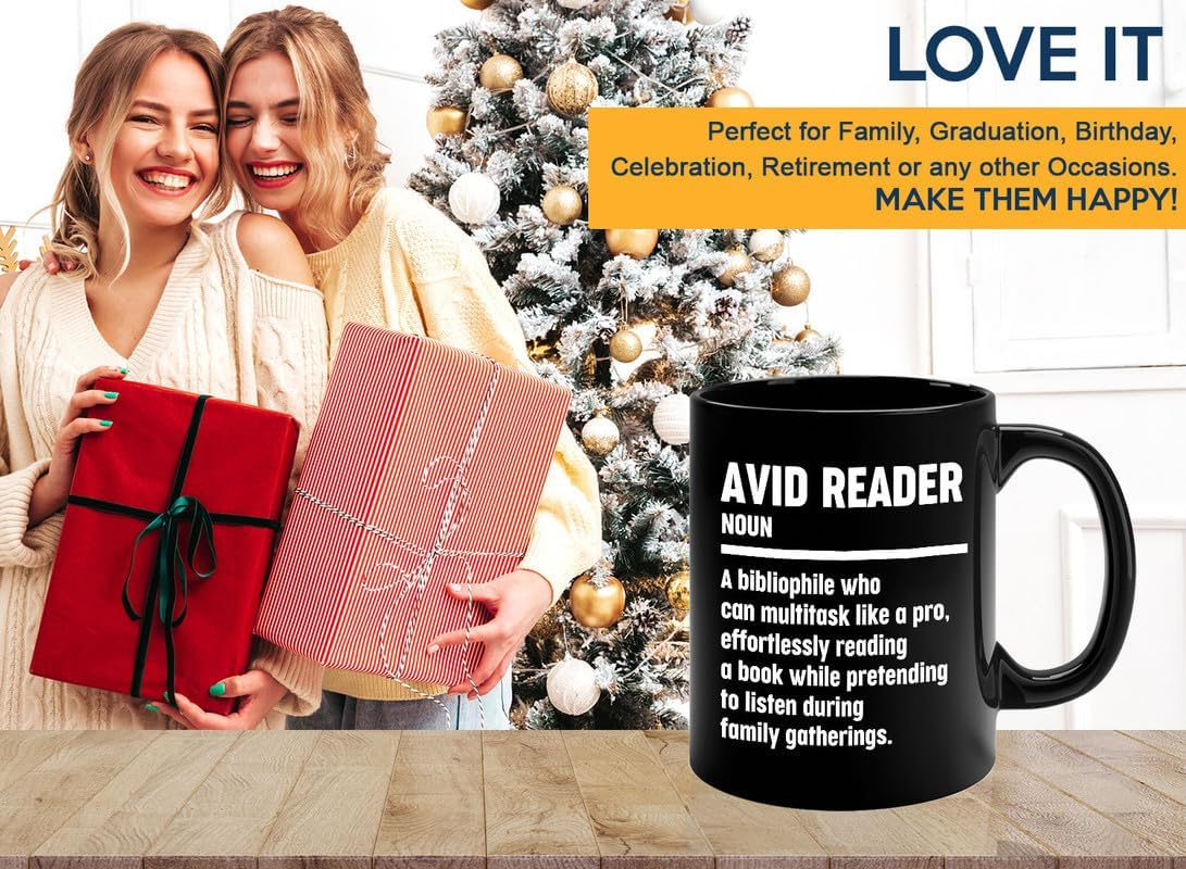 Book Lover Coffee Mug 11oz Black - Effortlessly Reading - Book Lover Gifts For Women Book Club Book Lovers Gifts Bookworm Book Reader Gifts