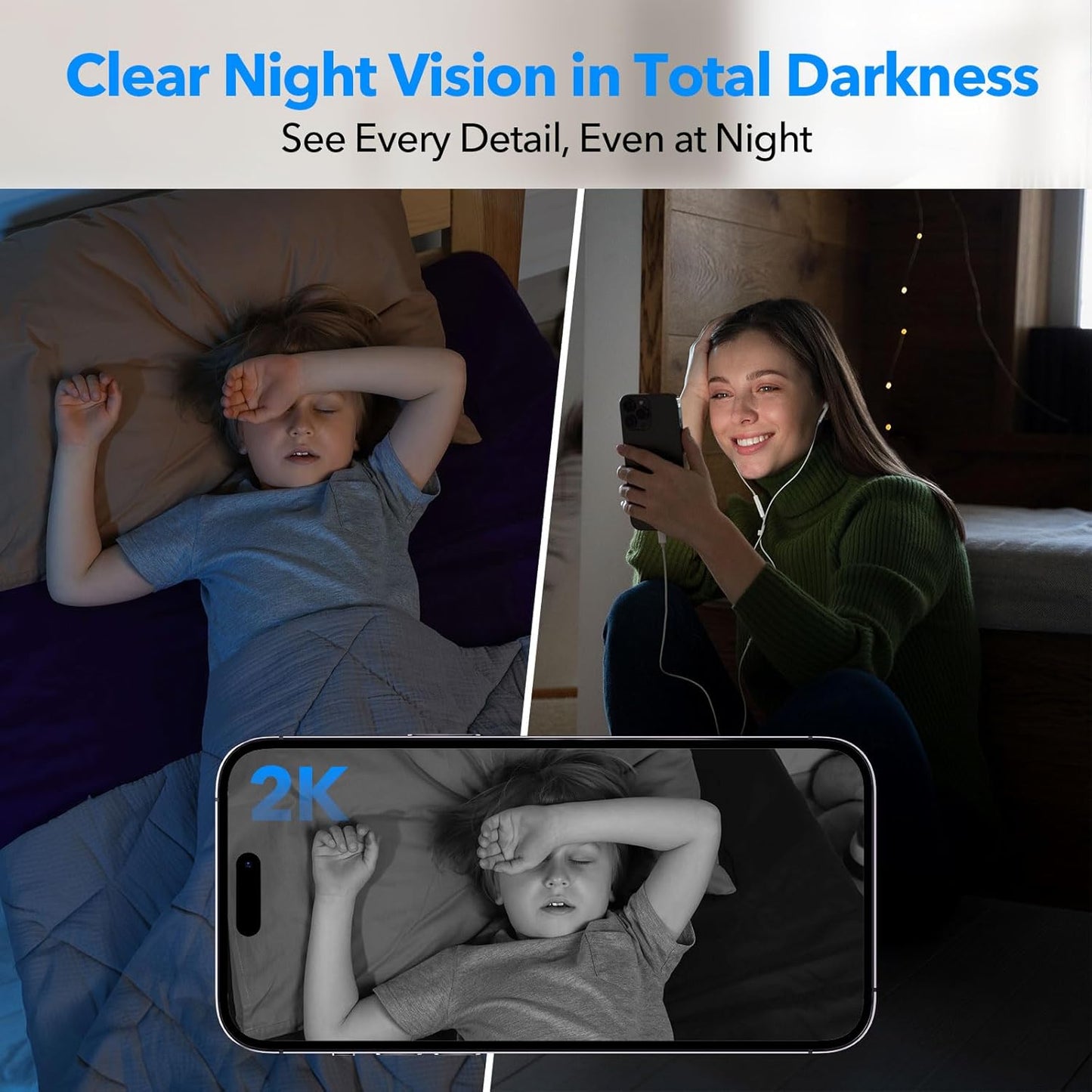 2K Cameras for Home Security Dual-Band 5G/2.4GHz WiFi Security Indoor Camera for Baby Pet Dog Cat Elder AI Motion Detect 2-Way Audio Night Vision 24/7 Local Recording SD Cloud Storage 2 Pack