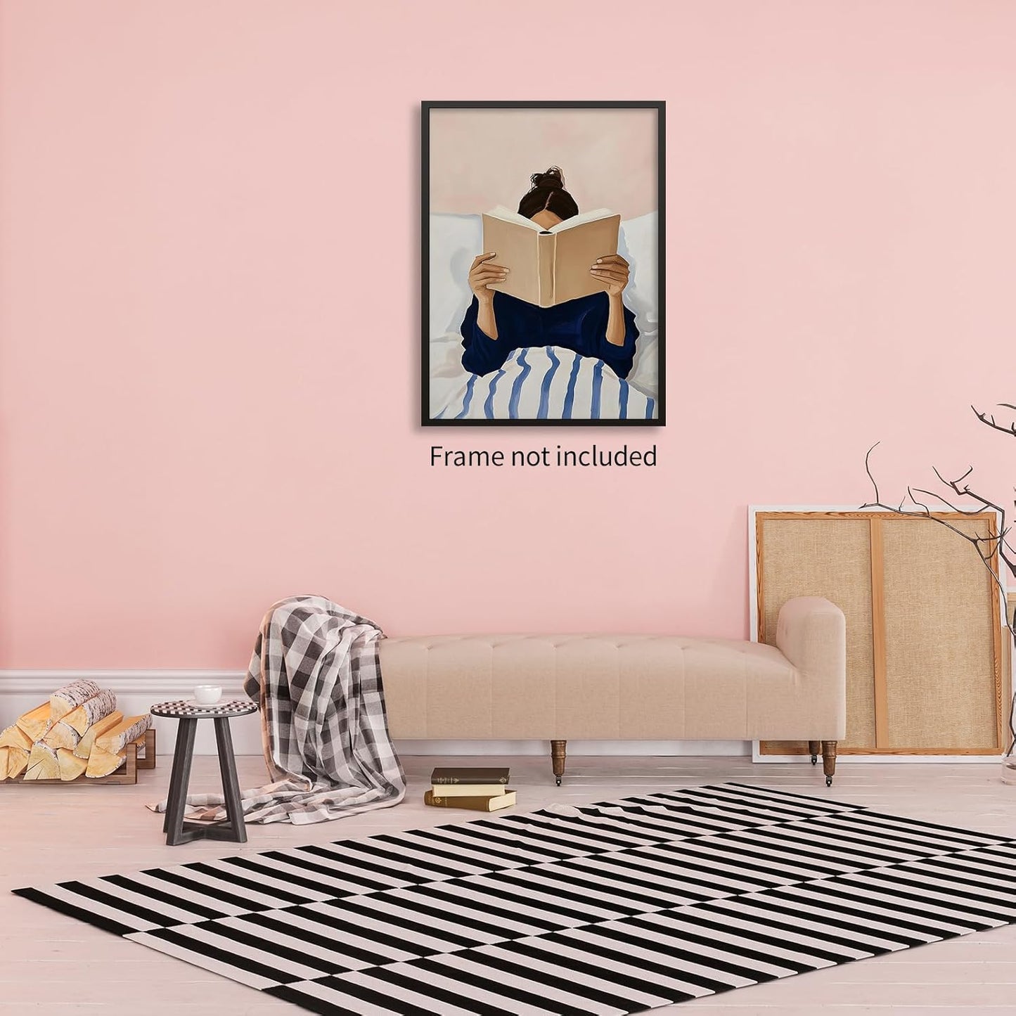 Woman Reading in Bed Wall Art Vintage Book Canvas Posters Modern Funky Girly Bookish Aesthetic Painting Library Wall Decor for Book Lover 12X16 in Unframed
