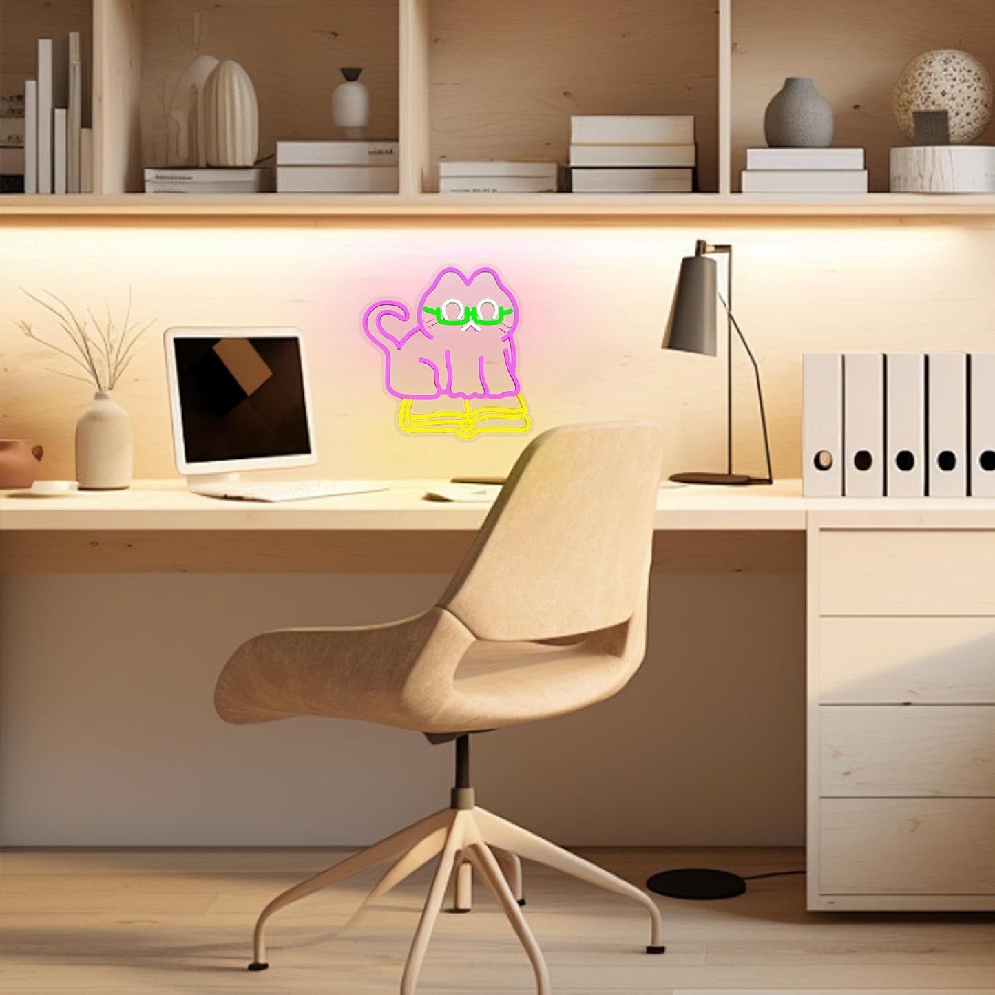 Cat Reading book Neon Sign Cat Neon Light for Wall Decor Book LED Neon Sign Classroom LED Neon Light Read Colorful Neon Signs for Bedroom Classroom Cafe Zoo Library Decoration