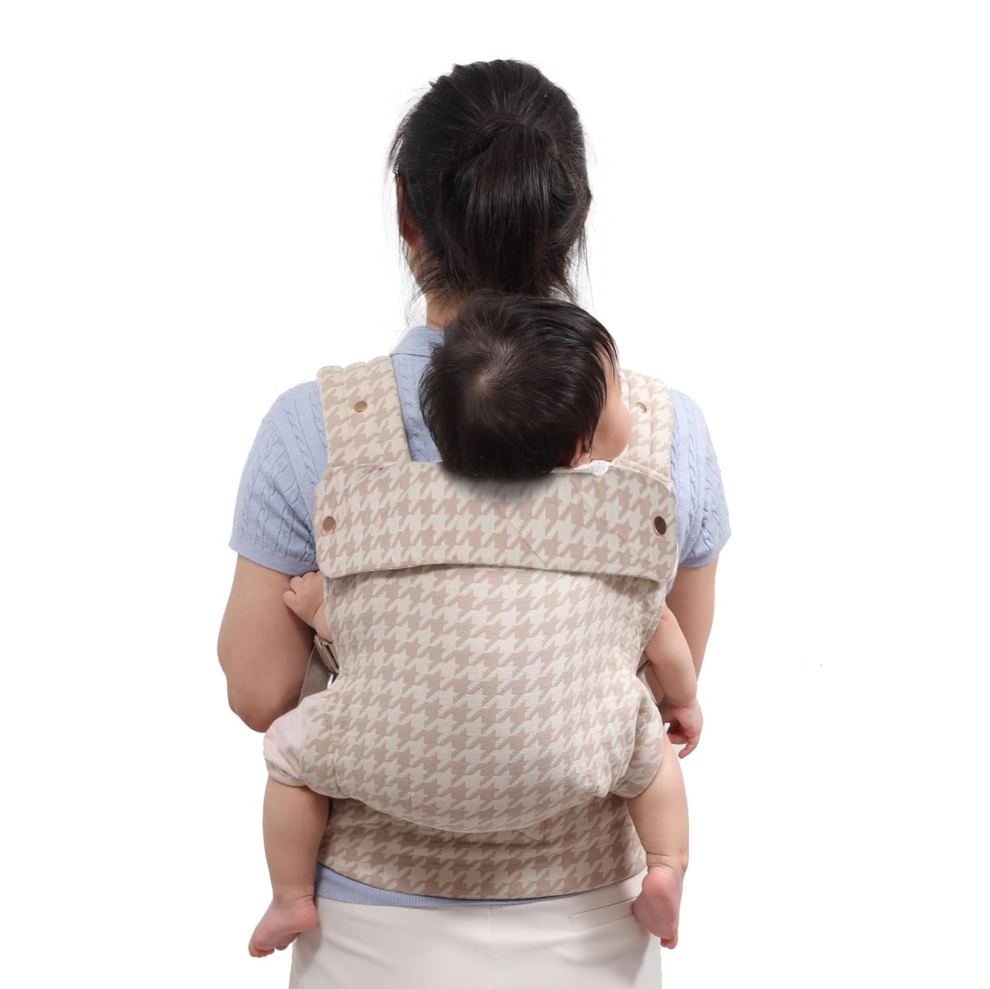 Baby Carrier for Newborns to Toddlers, Houndstooth Adjustable Soft Cotton Linen Carrier, 4-in -1 Lightweight Front and Back Ergonomic Baby Holder Carrier