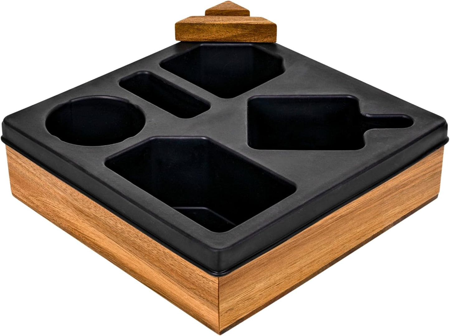 Silicone Couch Cup Holder Tray – Handy Silicone Acacia Couch Caddy with Cup Holder & Phone Stand – Waterproof Anti-Spill Snack & Bed Caddy Organizer Sofa Tray for Drinks, Snacks, & Remotes (Black)