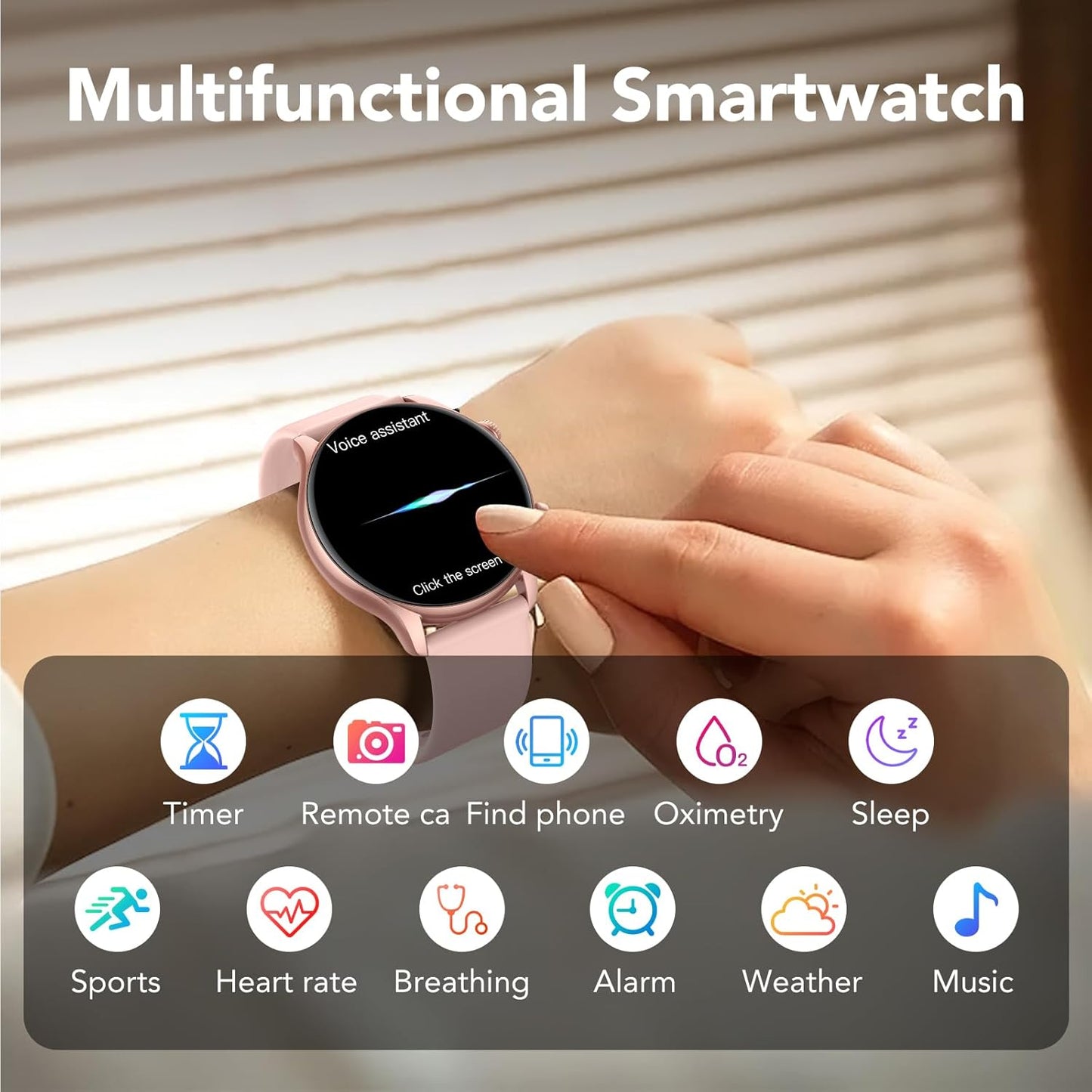 Smart Watch, 1.39" Smartwatch for Women (Answer/Make Call), Fitness Activity Tracker with Heart Rate & Sp02 Monitor, 100+ Sport Modes, IP68 Waterproof Fitness Watch for Android iOS (Rose Gold)