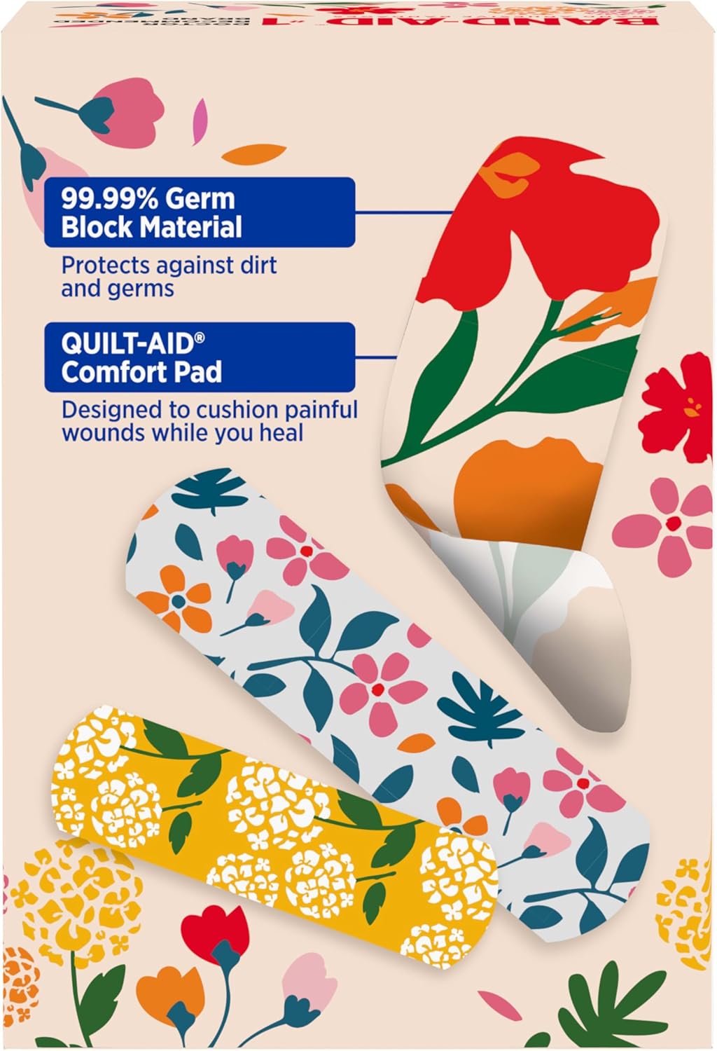Band-Aid Brand Flexible Fabric Adhesive Bandages, Comfortable Flexible Protection & Wound Care for Minor Cuts & Scrapes, First Aid Bandage with a Wildflower Design, Assorted Sizes, 30 ct