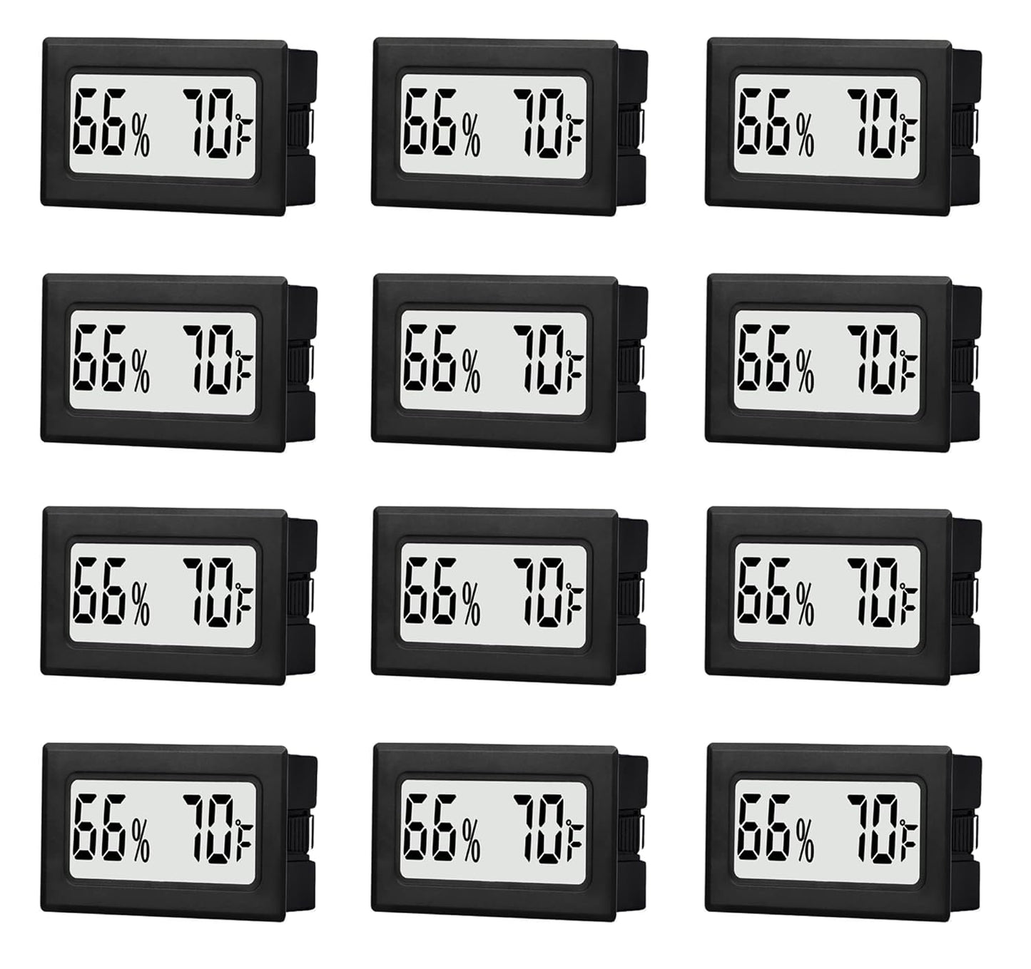 12 Pack Mini Small Digital Hygrometer Thermometer Indoor Temperature and Humidity Meter Gauge with Temp Humidity Sensor Monitor Fahrenheit (℉) for Jars,Home,Room