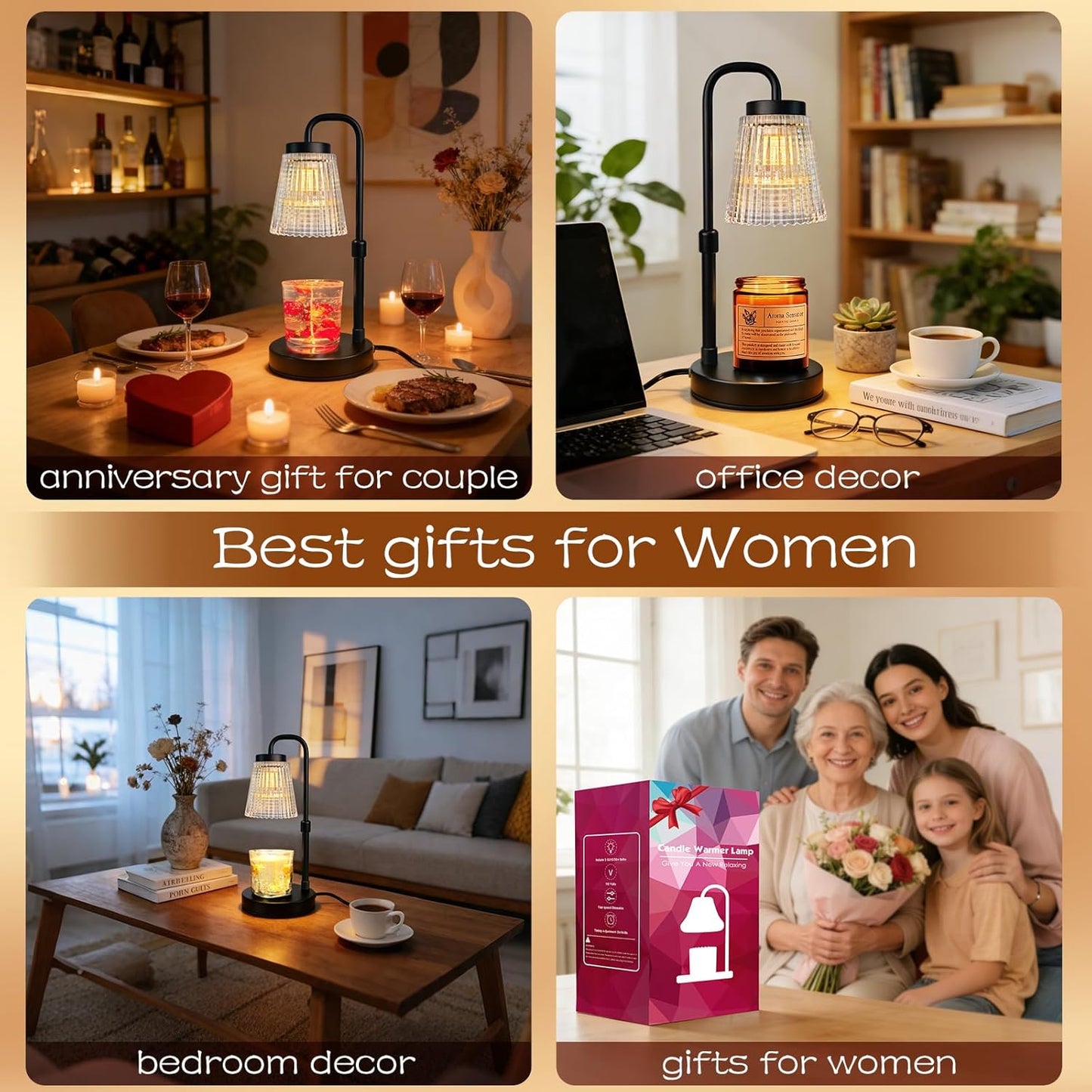 Adjustable Candle Warmer Lamp with Timer: Birthday Valentine Galentine Gifts for Women for House Warming Gifts New Home Decor - Wax Melt Warmer for Jar Candles