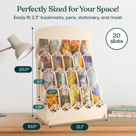 20 Pockets Bookmark Display Stand, Portable Bookmark Holder, Sticker Holder, Greeting Card Display for Craft Fairs, Vendor Booths, Retail Store
