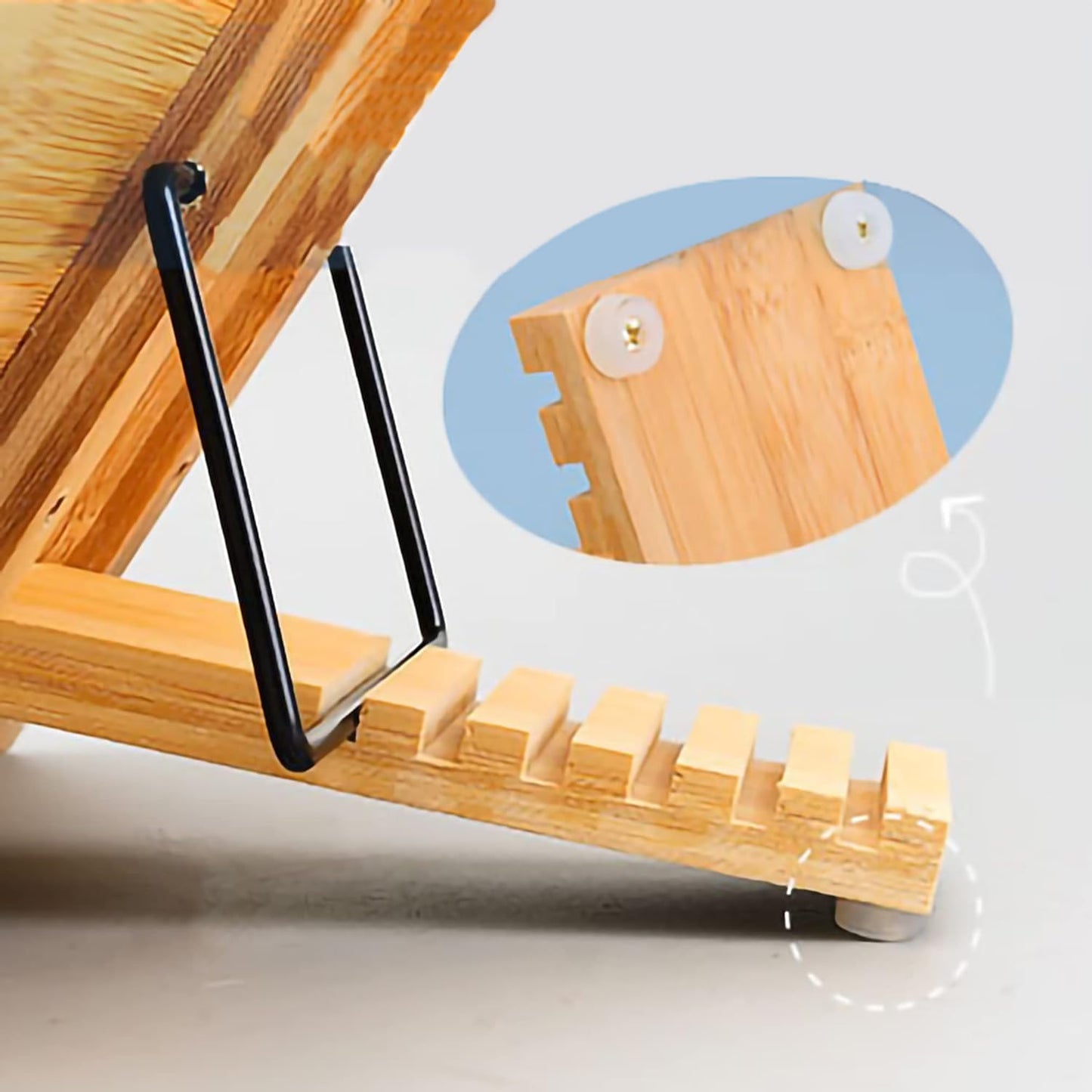 Bamboo Book Stand, Large Cookbook Holder Reading Book Holder with Adjustable Height, Foldable Wooden Cooking Bookstand for Textbook, Receipe, Music Books, Tablet (13.4" x 9.4") 15658-2D