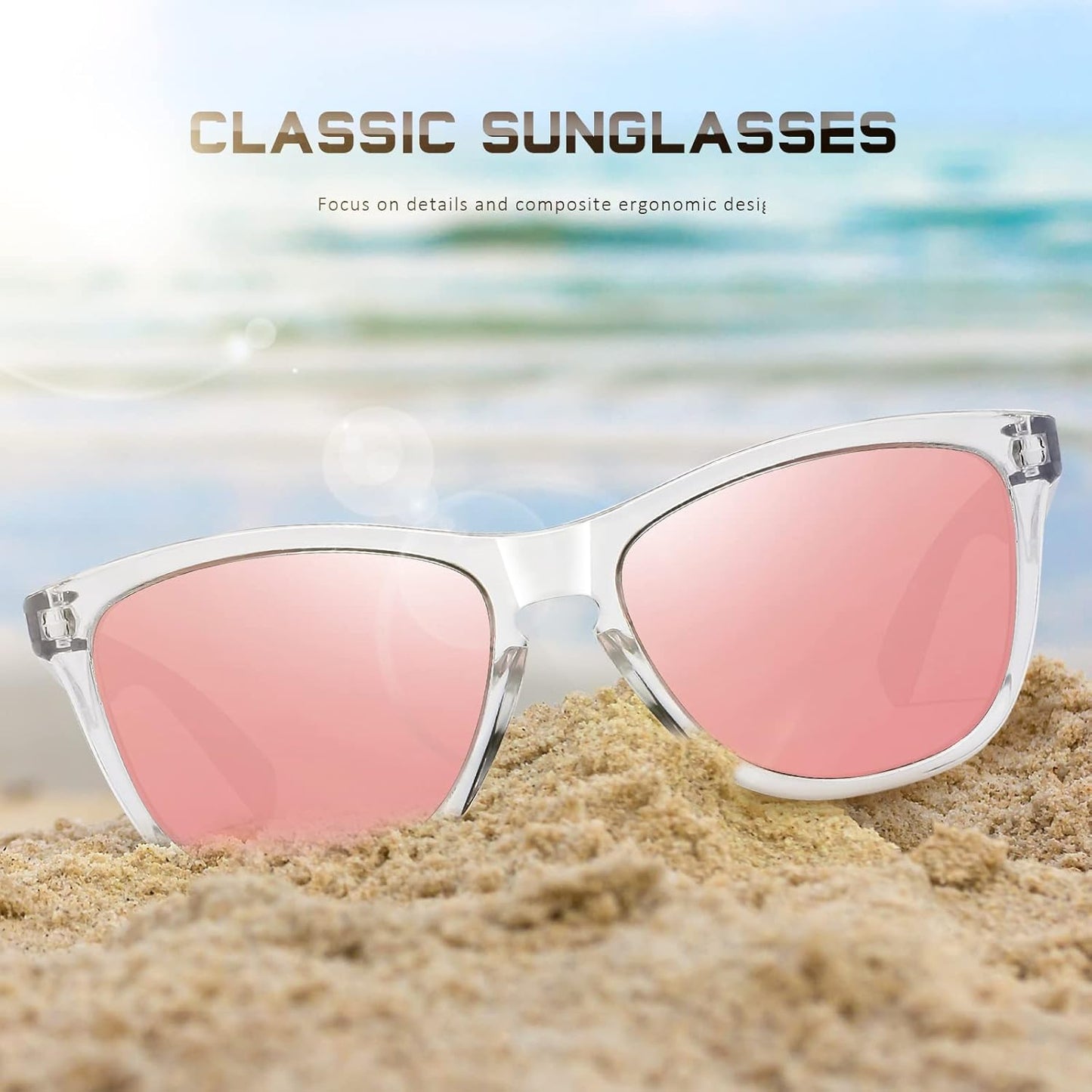 DANAMY Sunglasses Womens Polarized Sunglasses for Women Trendy Designer Mirrored UV400 Protection Sun Glasses