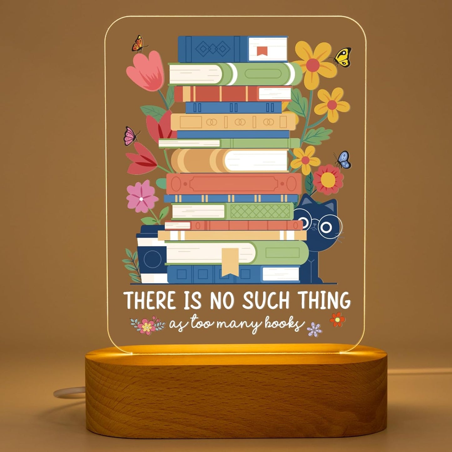 Bookish Gifts for Readers, Book Lovers Gift for Women LED Night Light, Unique Birthday Present for Reading Lovers Friends, Bookworms, Librarians, Women, Book Club Accessories - There Is No Such Thing