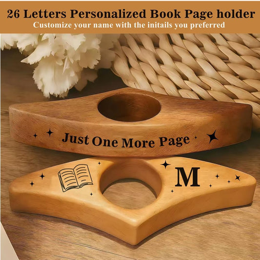Personalized Book Page Holder with 26 Letters, Custom Finger Book Opener Thumb Bookmark with Initials for Women Men, Reading Accessories Gifts for Readers Book Lovers (Dark Color-01, Letter A)