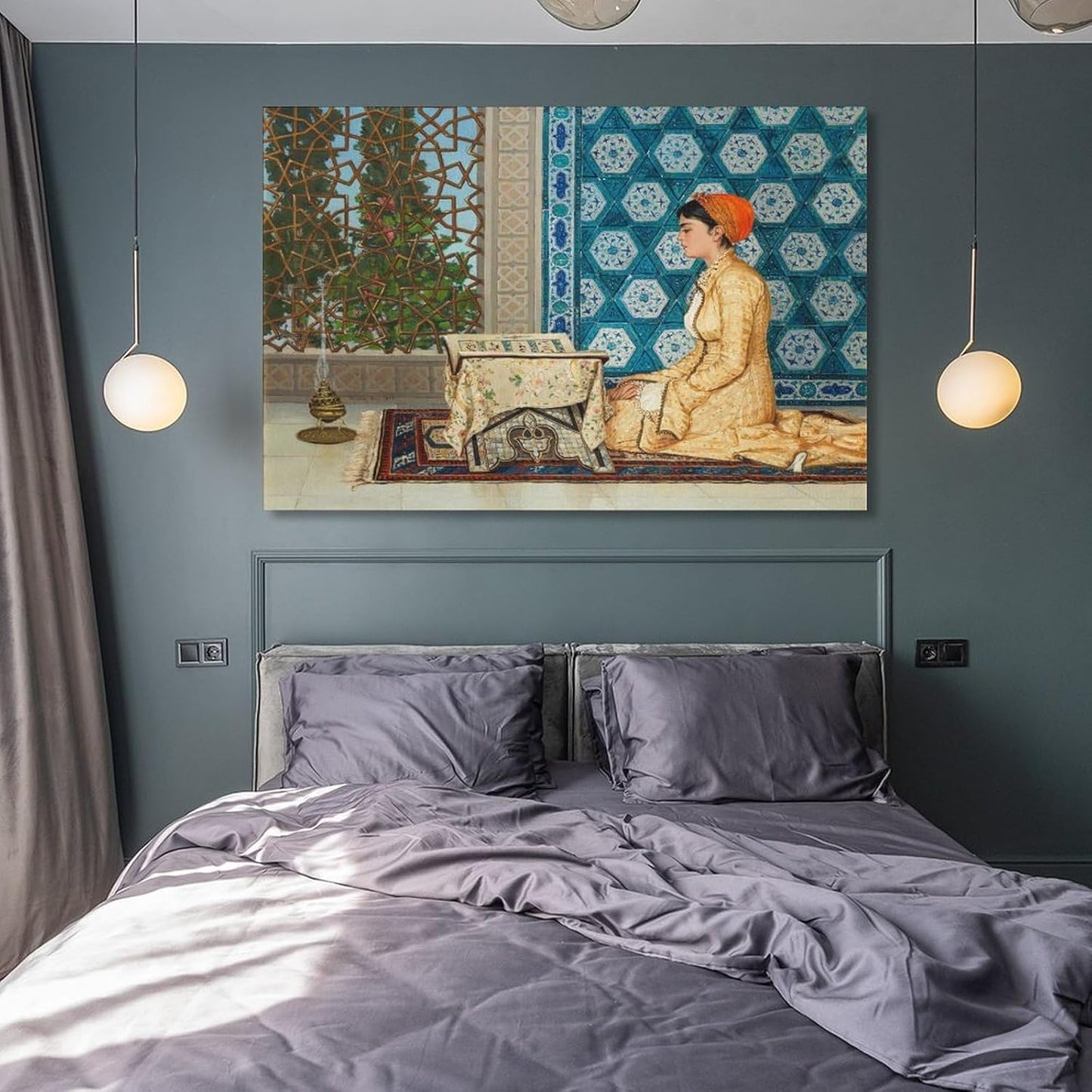 Turkish Poster Painting Young Woman Reading Modern Home Wall Art Decoration Canvas Print Poster Decorative Painting Canvas Wall Art Living Room Posters Bedroom Painting 24x36inch(60x90cm)