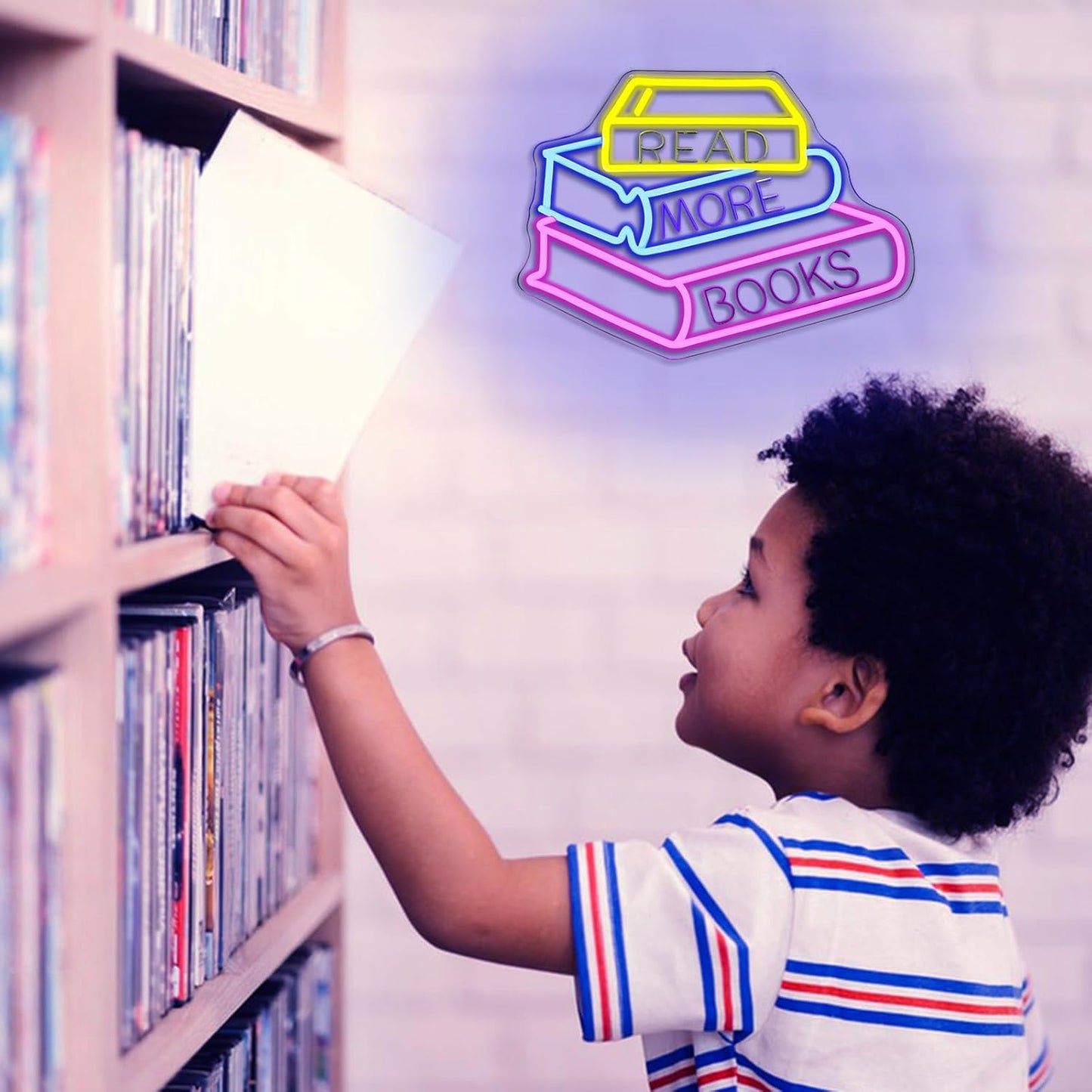 Read More Books Neon Sign for Wall Decor Dimmable Books Led Neon Lights Signs Book Lovers LED Signs for Bedroom Classroom Bookstore Library Club Reading Room Decoration Gifts for Readers
