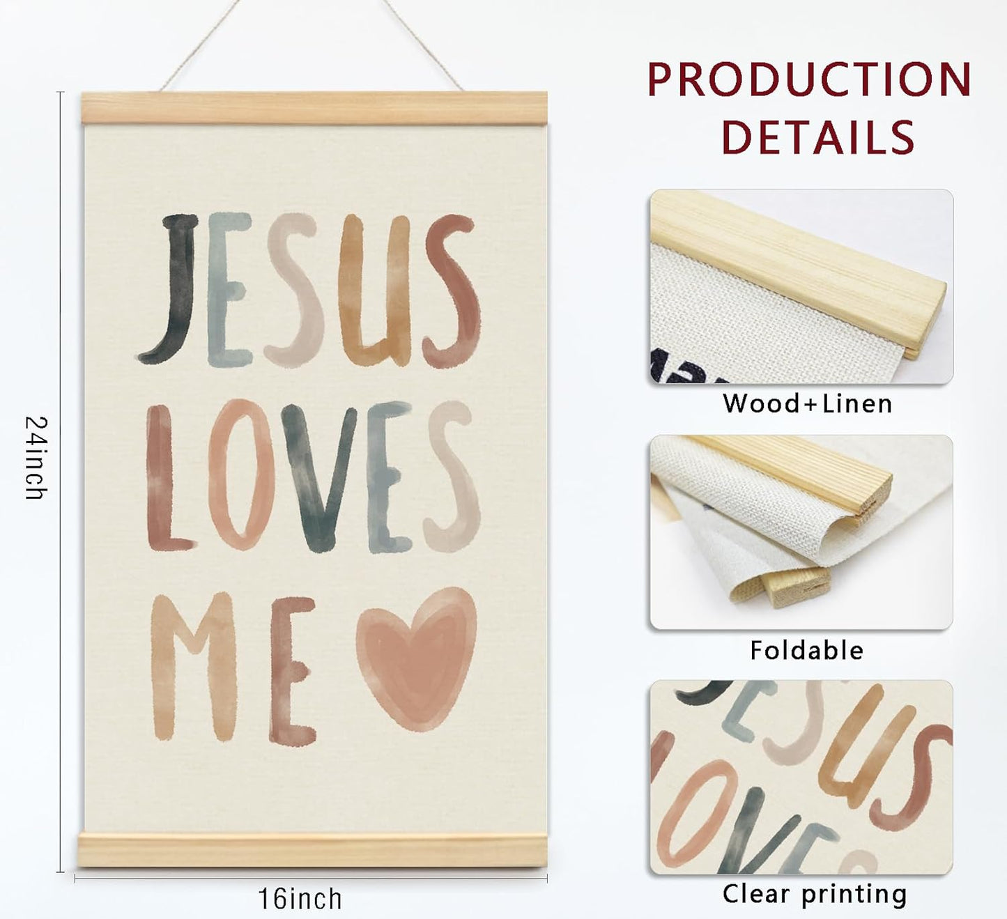 foedor Christian Jesus Decor Wall Art Posters Framed,Bible Verse Child of God Boho Decoration for Nursery Baby Kids Bedroom,Christian Decor for Church Newborn Baby Room Home School 16x24 Inch,Set of 2