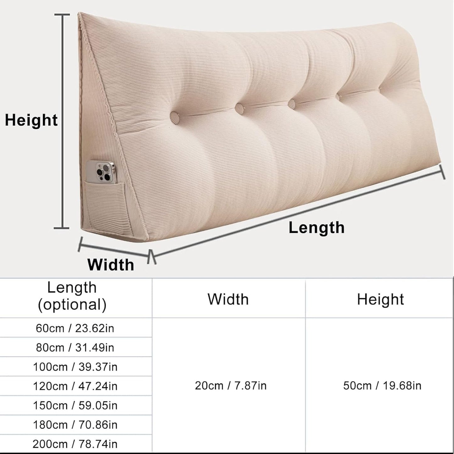 Headboard Wedge Pillow, Queen Headboard Pillow, Positioning Support Bed Rest Reading Pillows, Rest Pillow Large Bolster Cushion Headboard Backrest Wedge Pillow,C,100cm