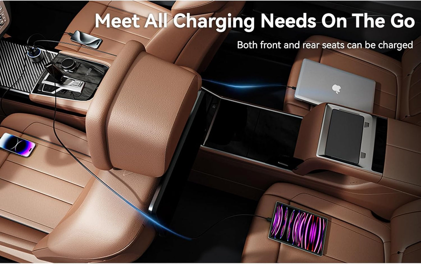 USB C Car Charger, 4 Port 78W USB Car Charger Adapter Fast Charging Multi Port Cigarette Lighter Adapter with Voltmeter Type C Phone Car Accessories for iPhone 17/16/15/14, Samsung Galaxy, iPad